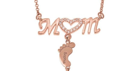 Baby Feet Crystal Pendant Mom Necklace