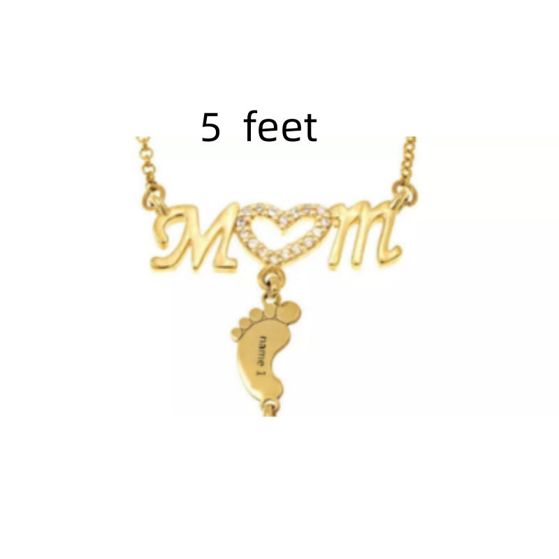 Baby Feet Crystal Pendant Mom Necklace