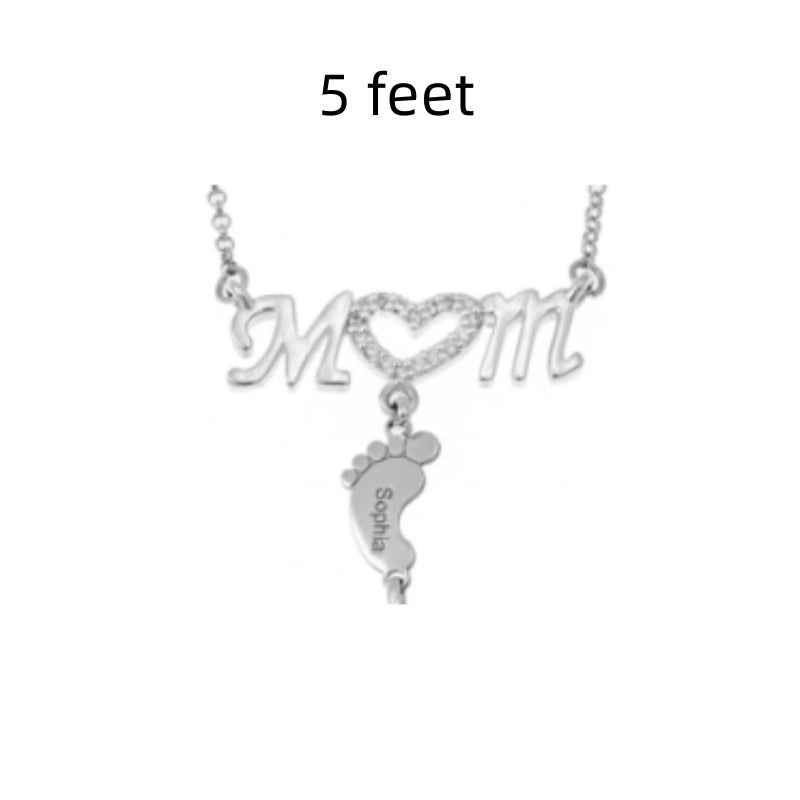 Baby Feet Crystal Pendant Mom Necklace