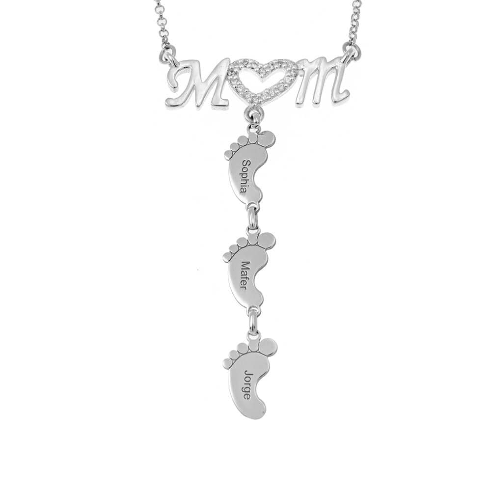 Baby Feet Crystal Pendant Mom Necklace