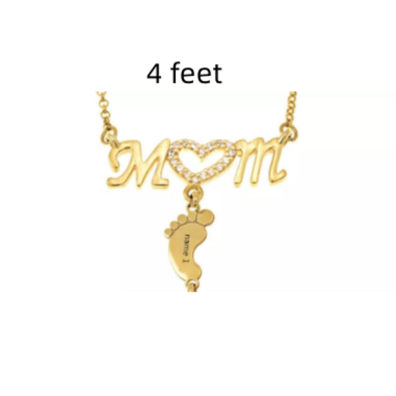 Baby Feet Crystal Pendant Mom Necklace
