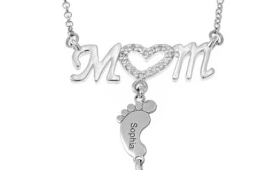 Baby Feet Crystal Pendant Mom Necklace