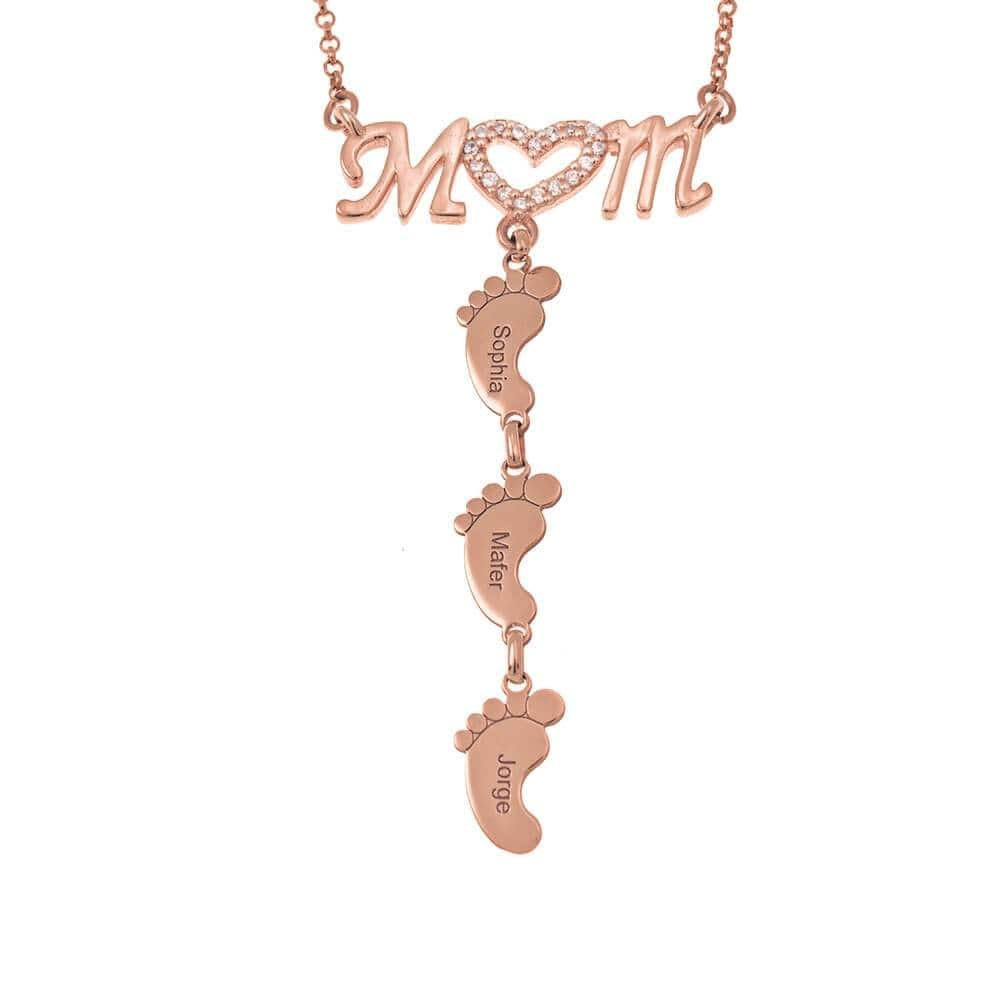Baby Feet Crystal Pendant Mom Necklace