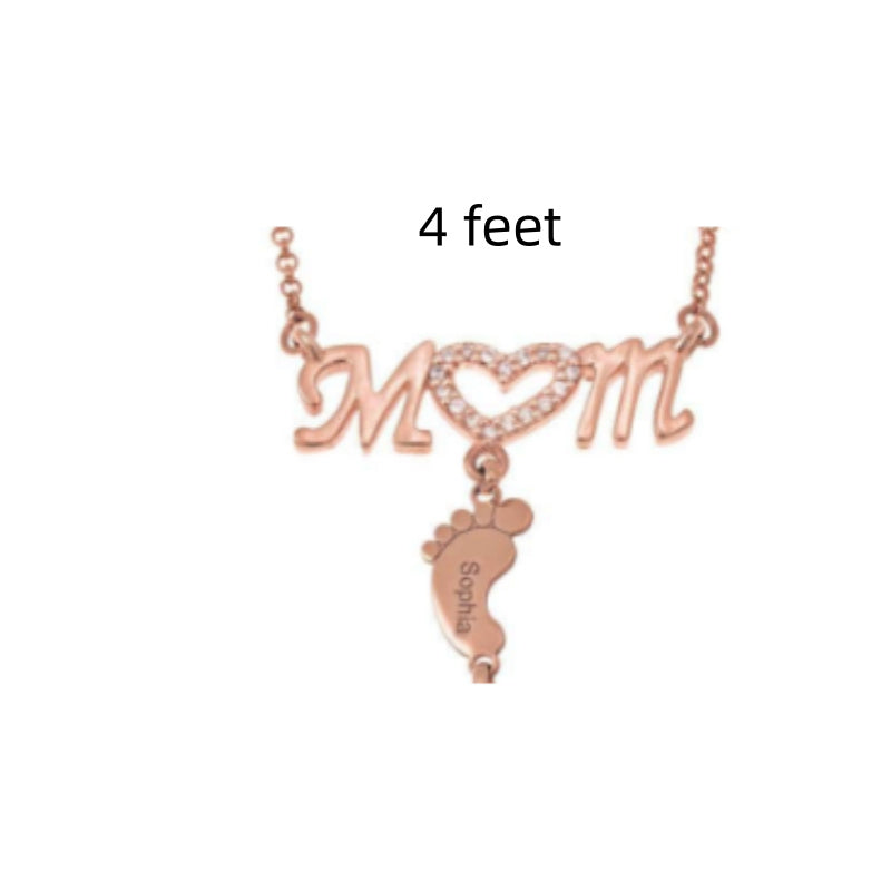 Baby Feet Crystal Pendant Mom Necklace