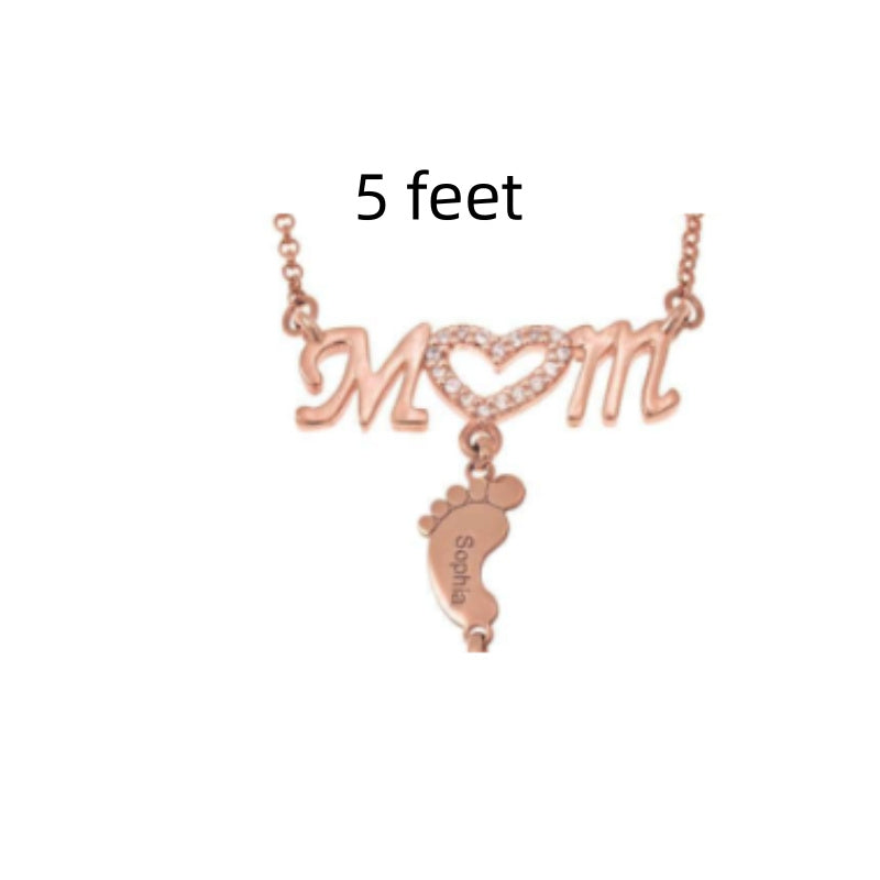 Baby Feet Crystal Pendant Mom Necklace
