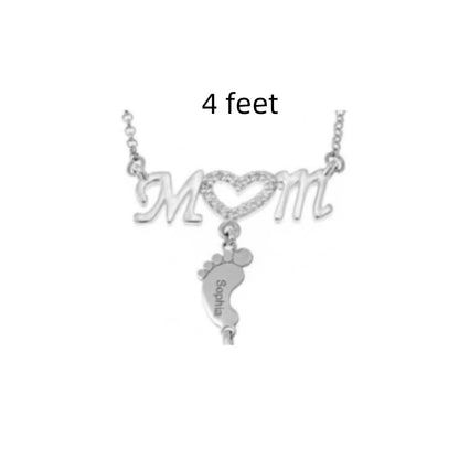Baby Feet Crystal Pendant Mom Necklace