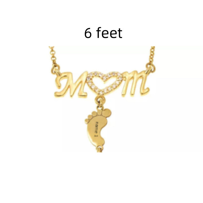 Baby Feet Crystal Pendant Mom Necklace