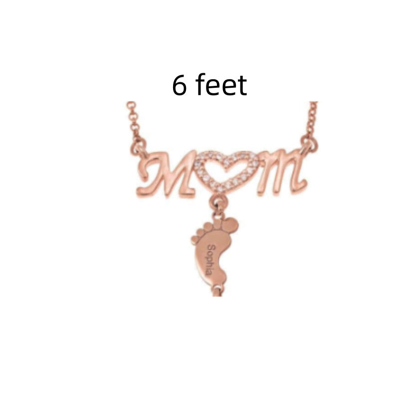 Baby Feet Crystal Pendant Mom Necklace