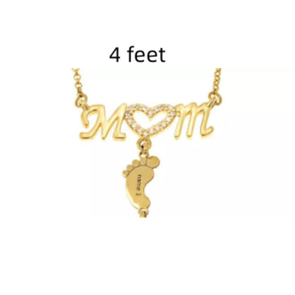 Baby Feet Crystal Pendant Mom Necklace