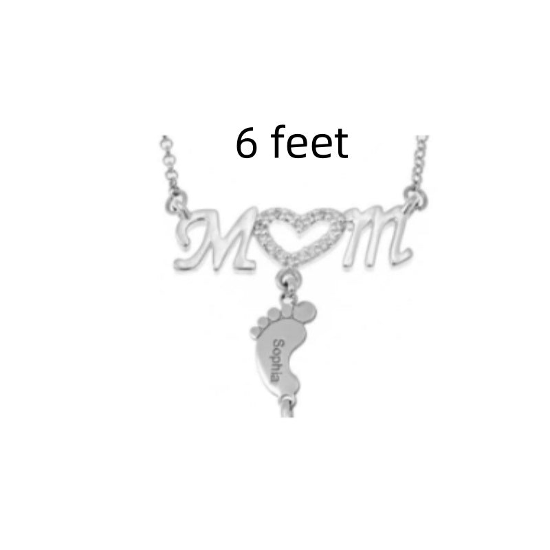 Baby Feet Crystal Pendant Mom Necklace