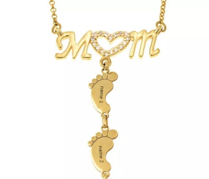 Baby Feet Crystal Pendant Mom Necklace